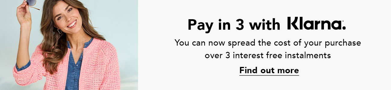 Pay in three with Klarna.