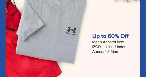 Up to 60% off mens apparel from IZOD, adidas, Under Armour and more. Shop now. A gray tee shirt and red sweatpants.