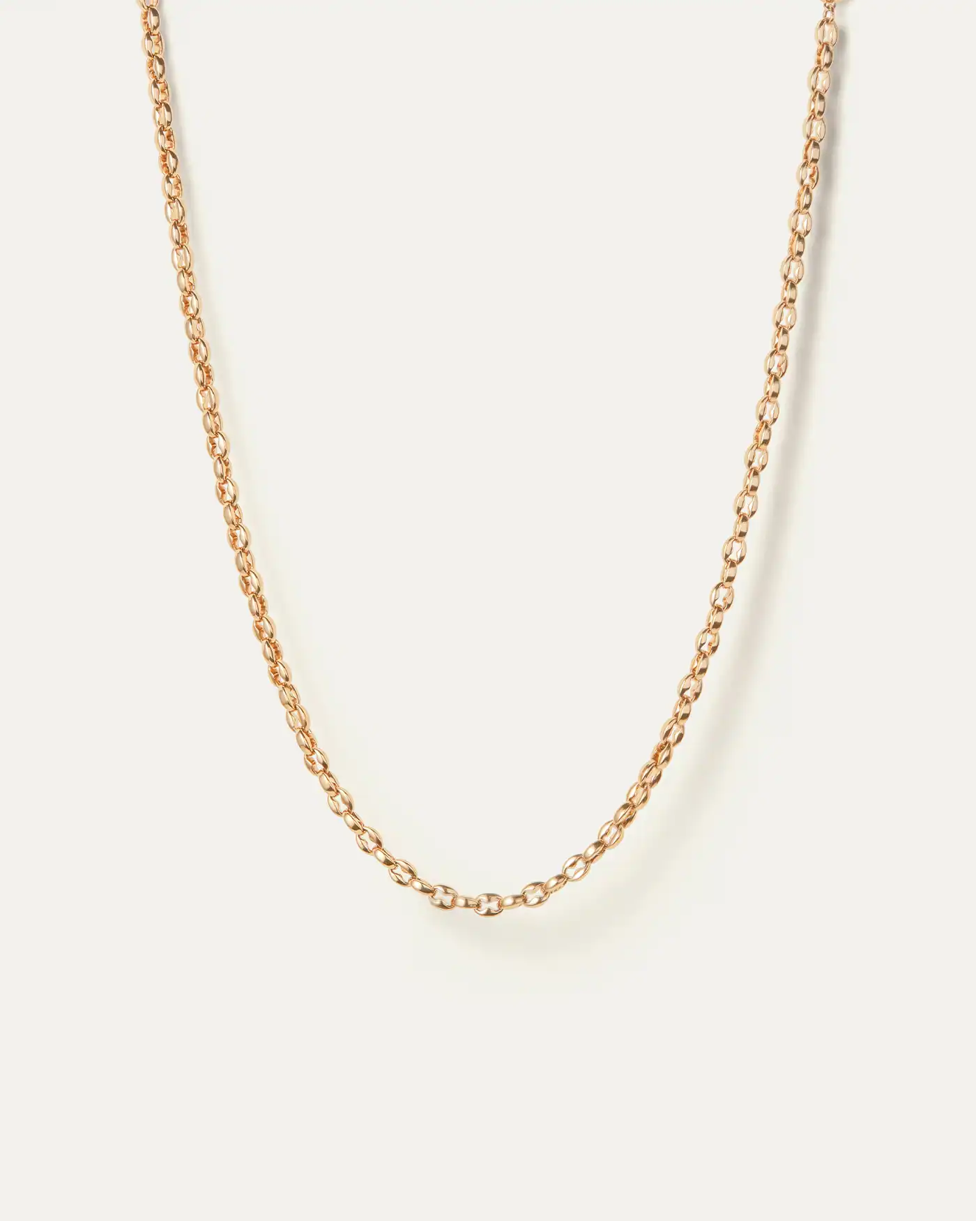 A chunky coffee bean chain necklace you'll be wearing on repeat—thanks to its water-resistant stainless steel base.Using the foldover closure: Look fo...
