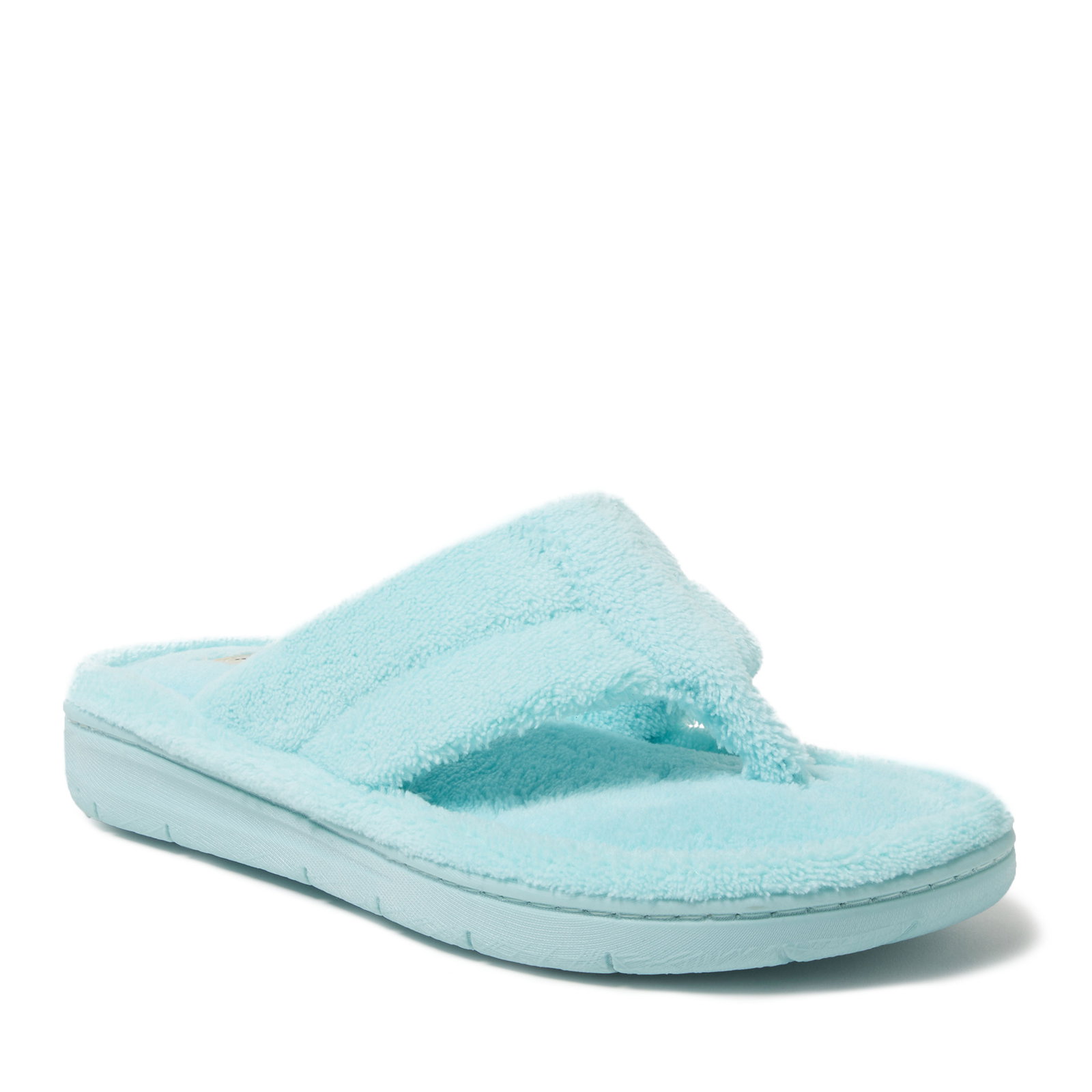 Image of Dearfoams Women's Wrenley Terry Thong, Aruba Blue