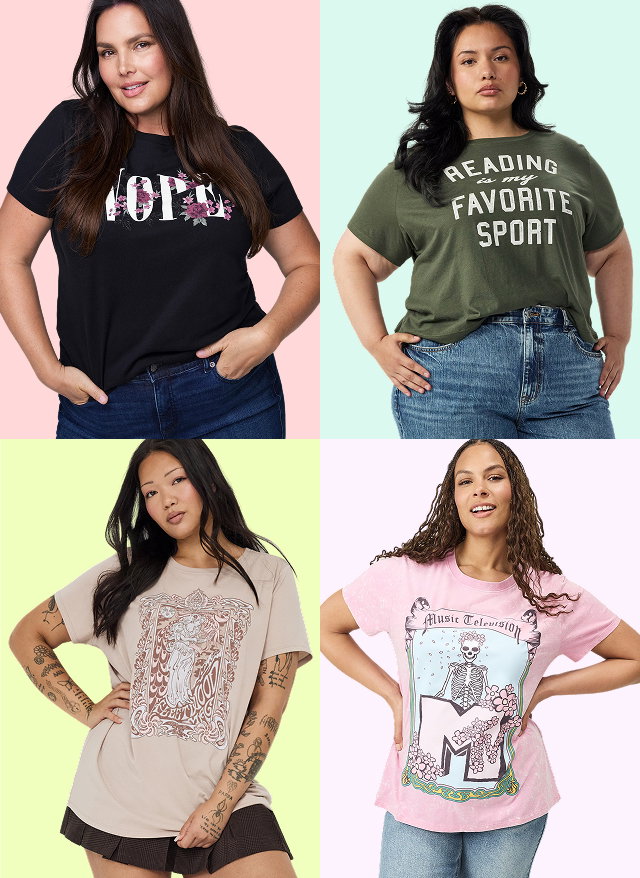 grid of new graphic tees 