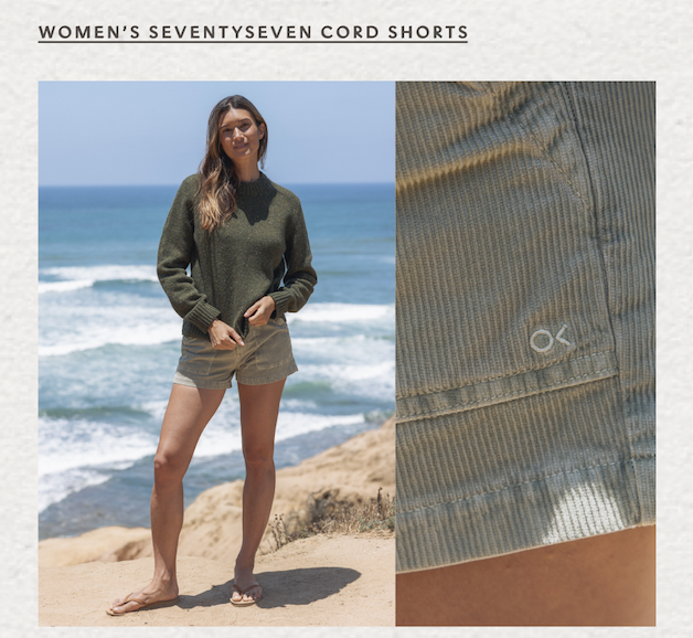 Womens island sands cord shorts