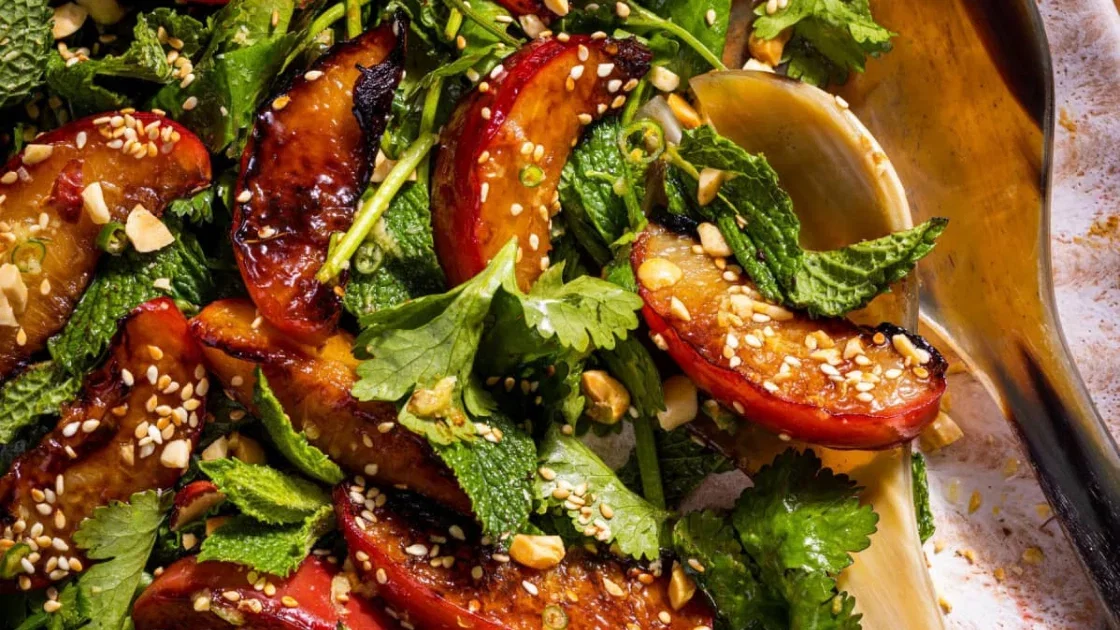 Hierloom Tomato Salad with Warm Halloumi and Sherry Vinegar Dressing