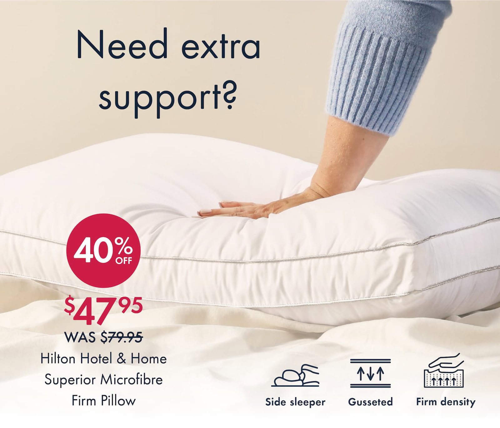Hotel & Home Superior Microfibre Firm Pillow