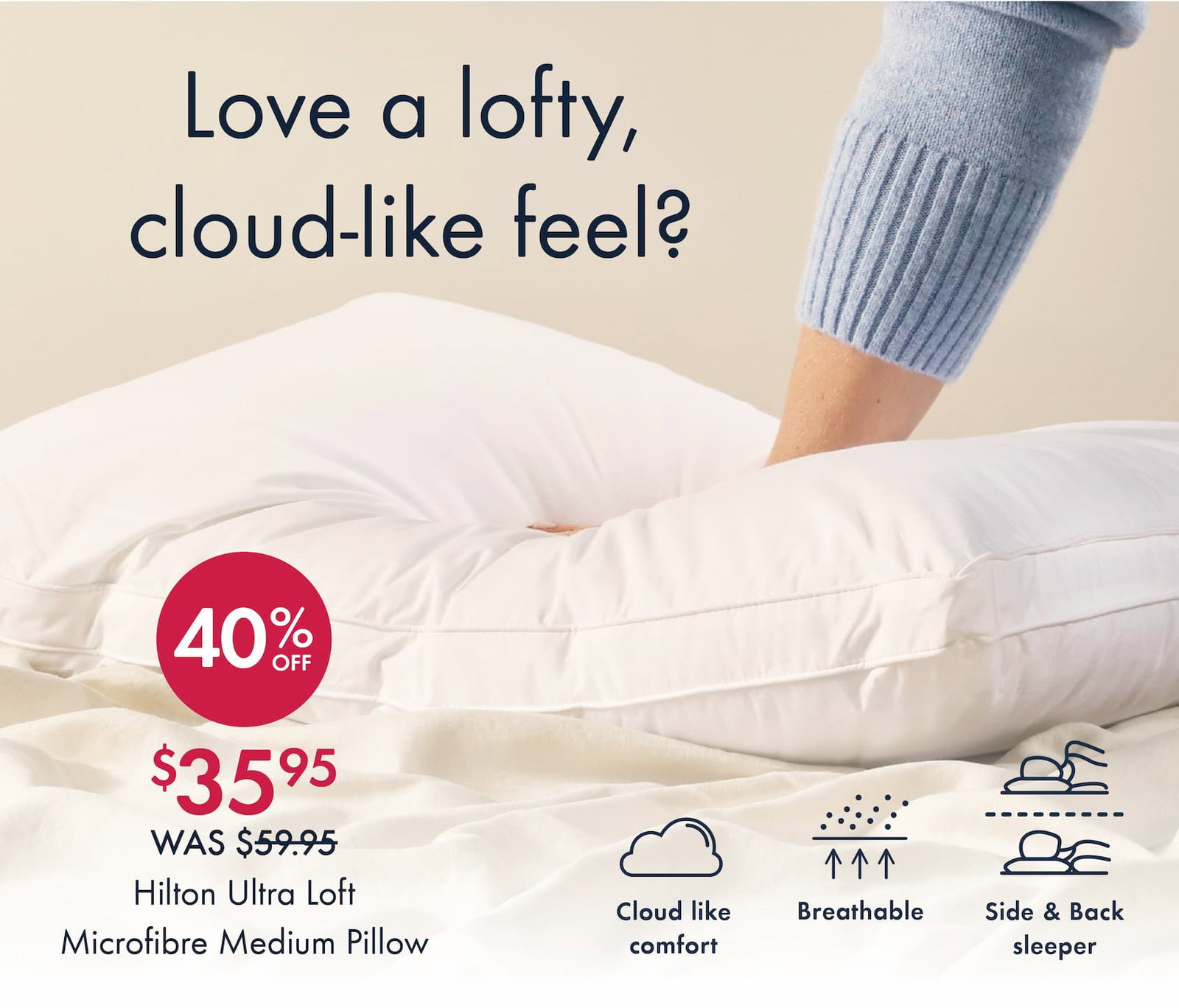 Ultra Loft Medium Gusseted Microfibre Pillow