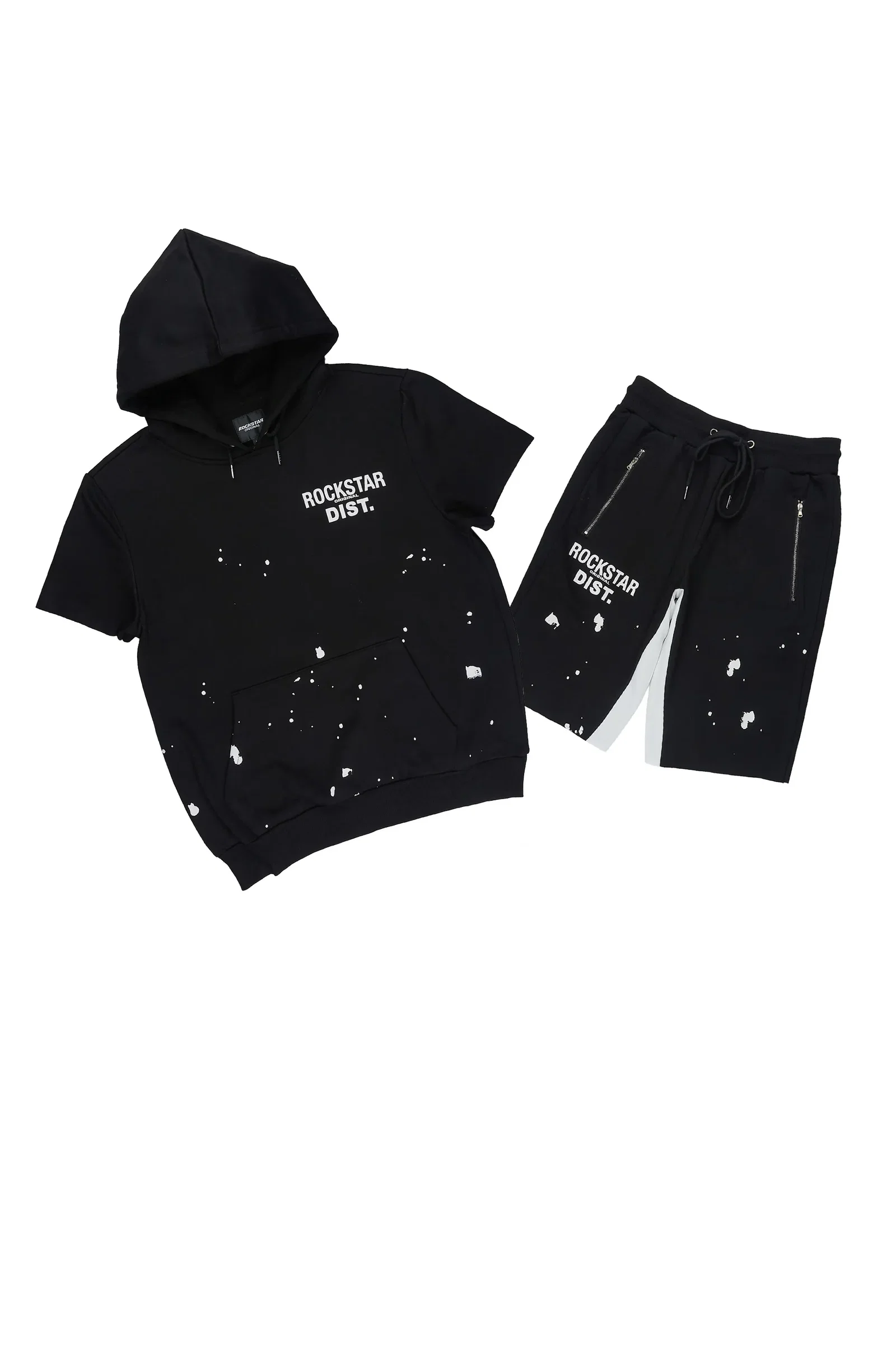 Image of Raffer 3.0 Black Cut Sleeve Hoodie Short Set