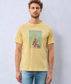 STREET ONE MEN T-Shirt aus reiner Baumwolle in sunny yellow. 