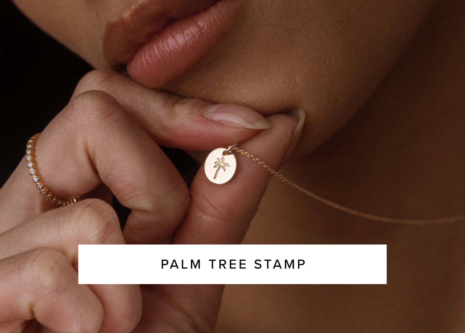 Palm tree stamp necklace
