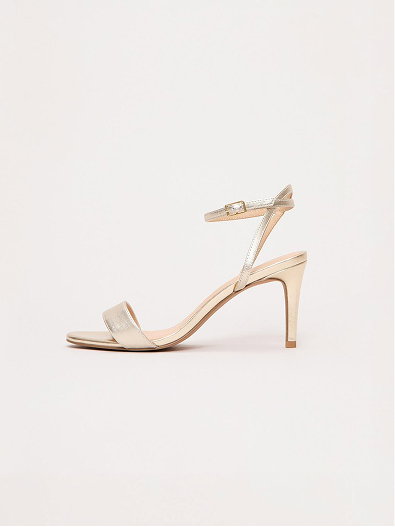 Leather Ankle Strap Heeled Sandals