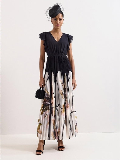 Uma Floral Pleated Maxi Dress