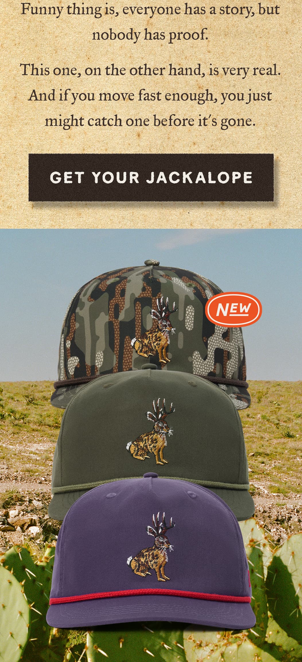 Plenty of folks will tell you they're real. They'll even tell you where they saw one. Funny thing is, everyone has a story, but nobody has proof.    This one, on the other hand, is very real. And if you move fast enough, you just might catch one before it's gone.   >>>  Get Your Jackalope