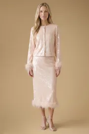 Hen Premium Sequin Feather Cuff Top