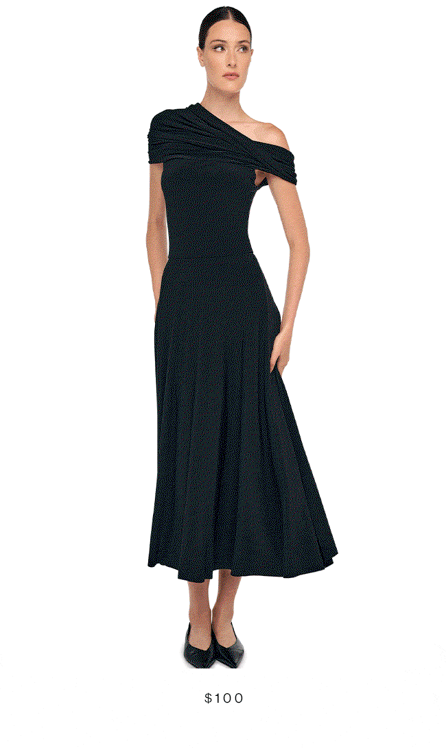 COWL HOODED FLARED DRESS