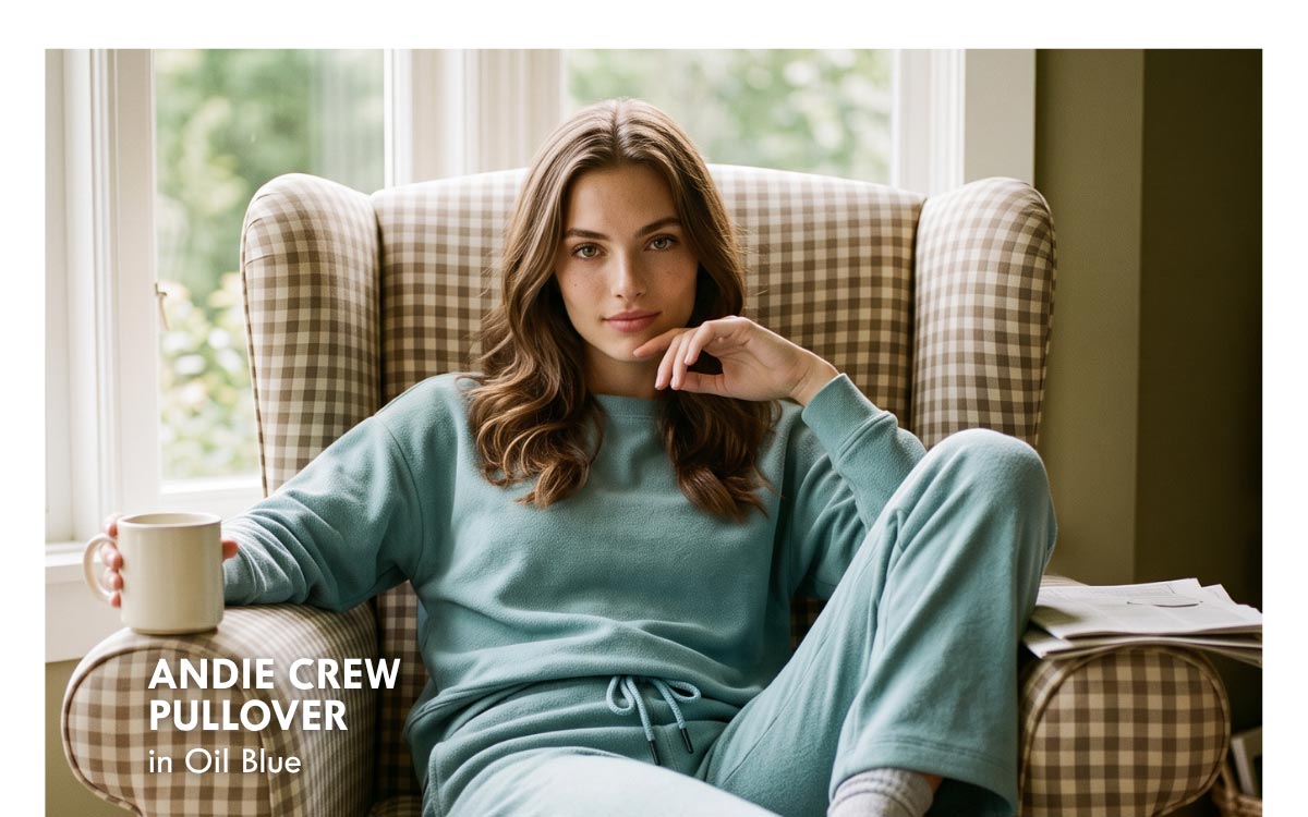 Andie Crew Pullover - Oil Blue