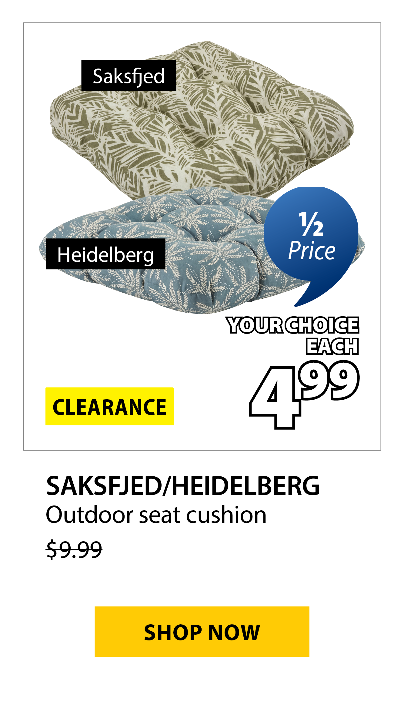 SAKSFJED/HEIDELBERG Outdoor seat cushion | 1/2 Price