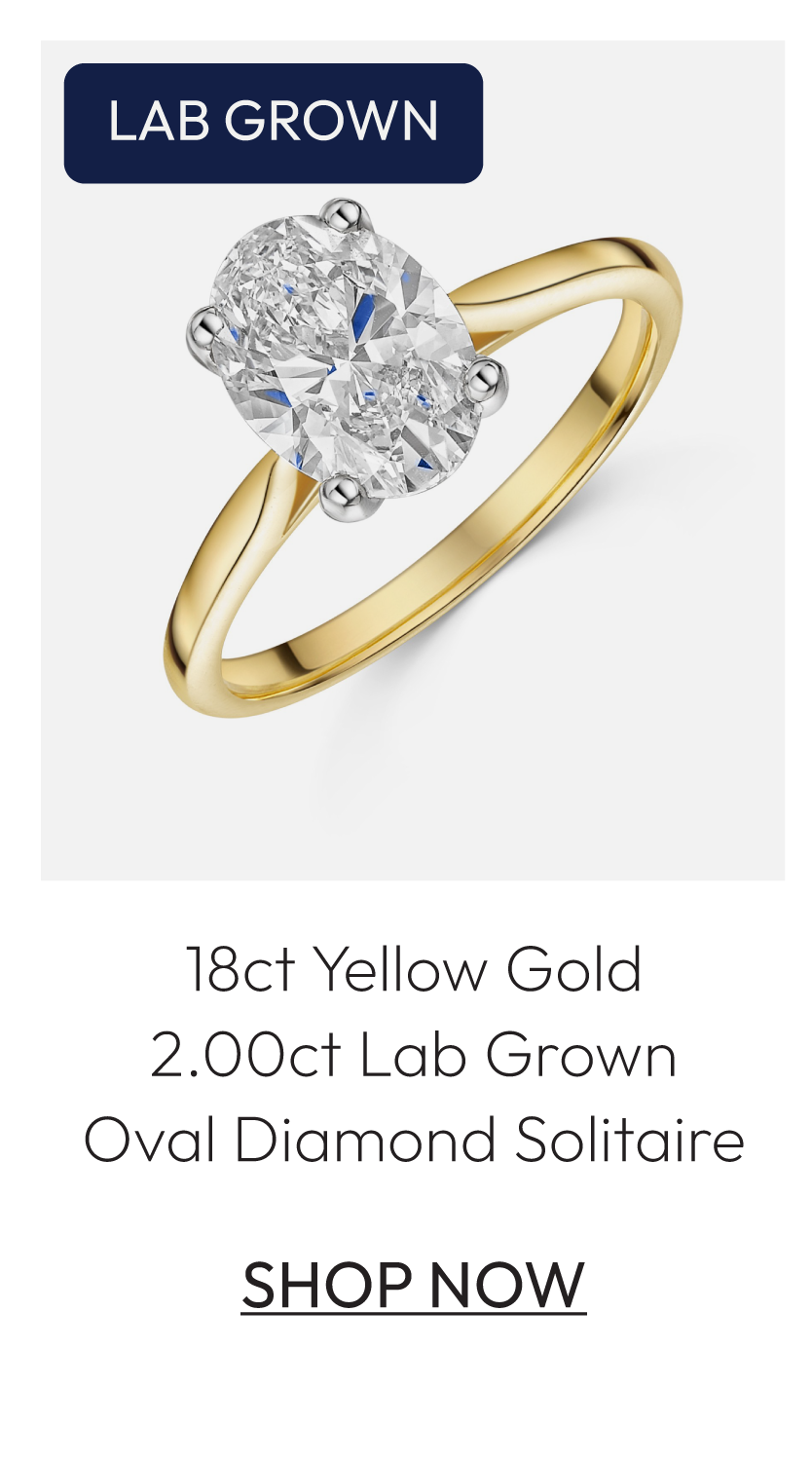 18ct Yellow Gold 2ct Lab Grown Oval Diamond Solitaire Ring