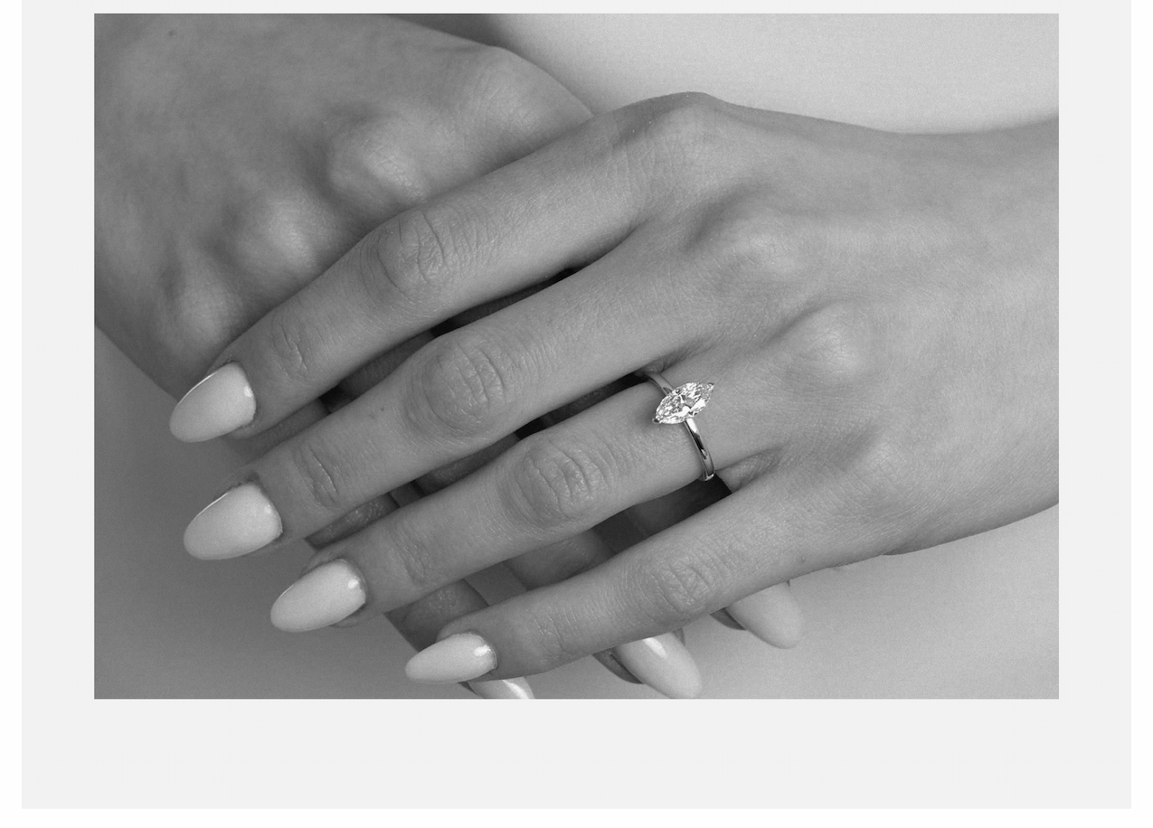 9ct White Gold Marquise Cut 1.00ct Lab Diamond Solitaire