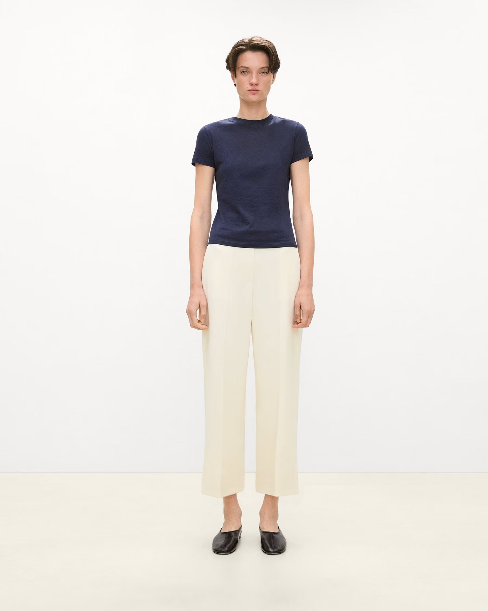 Classic Straight Pull-On Trousers in Admiral Crepe