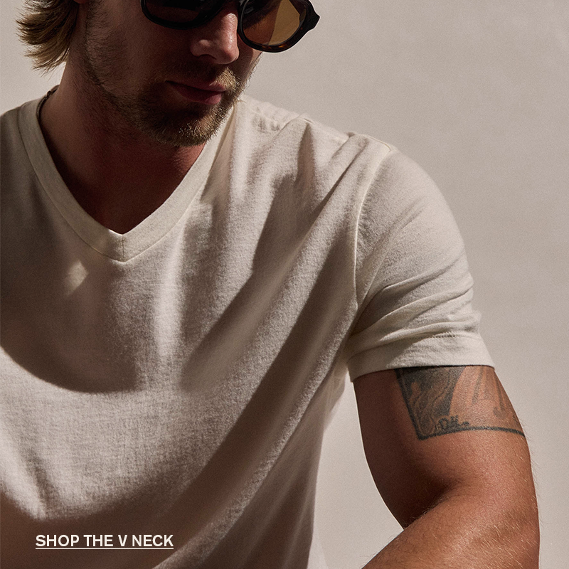 MEN'S COTTON CASHMERE SHORT SLEEVE V NECK