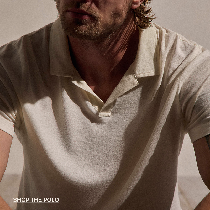 MEN'S COTTON CASHMERE OPEN POLO