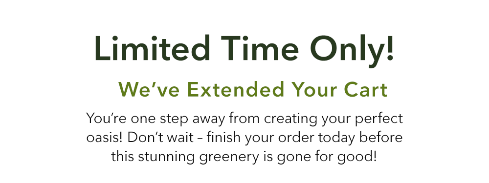 Limited Time Only - We've Extended Your Cart!