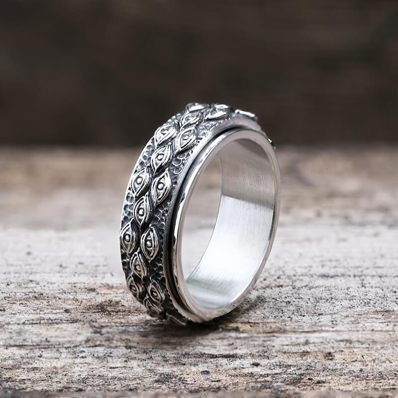 Image of Stylish Evil Eye Stainless Steel Spinner Ring
