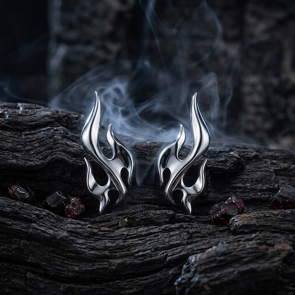 Image of Stylish Minimalist Stainless Steel Flame Stud Earrings