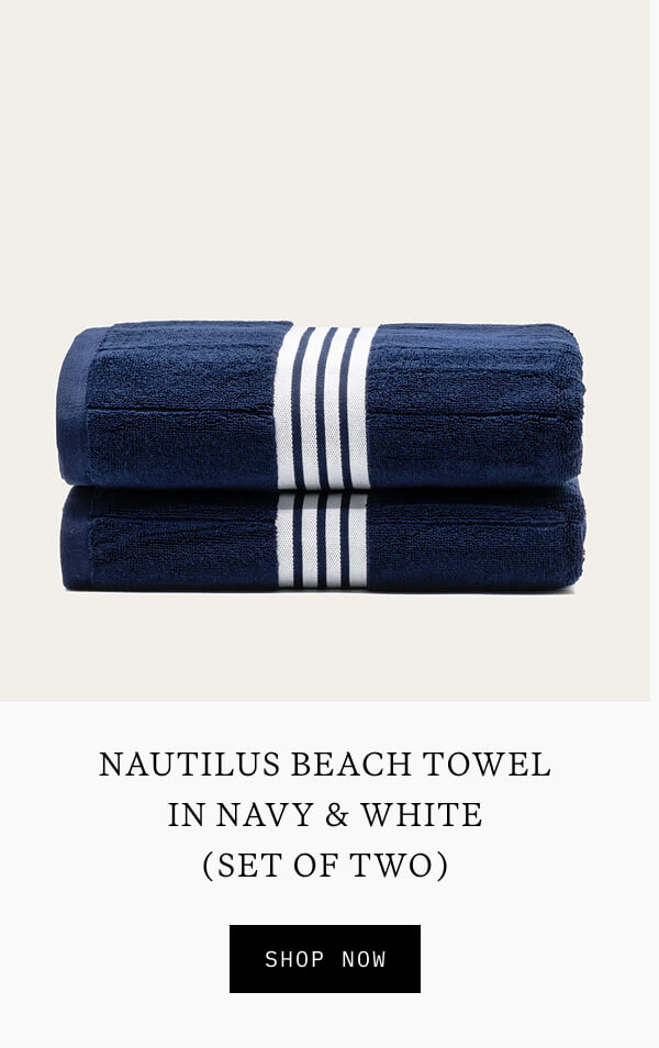 Nautilus Beach Towel in Navy and White