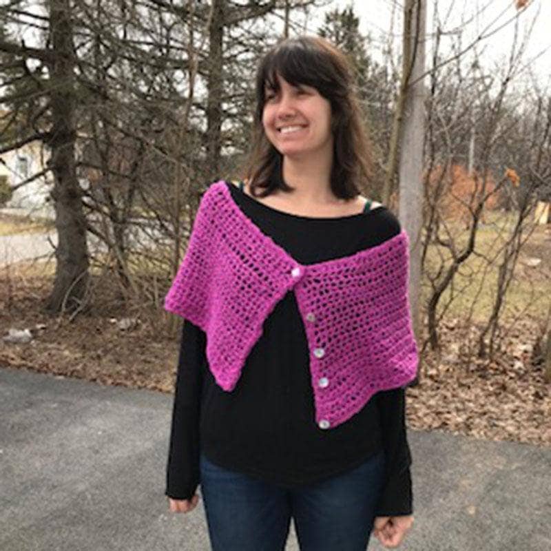 Cloud Soft Recycled Silk crocheted into a finished wrap