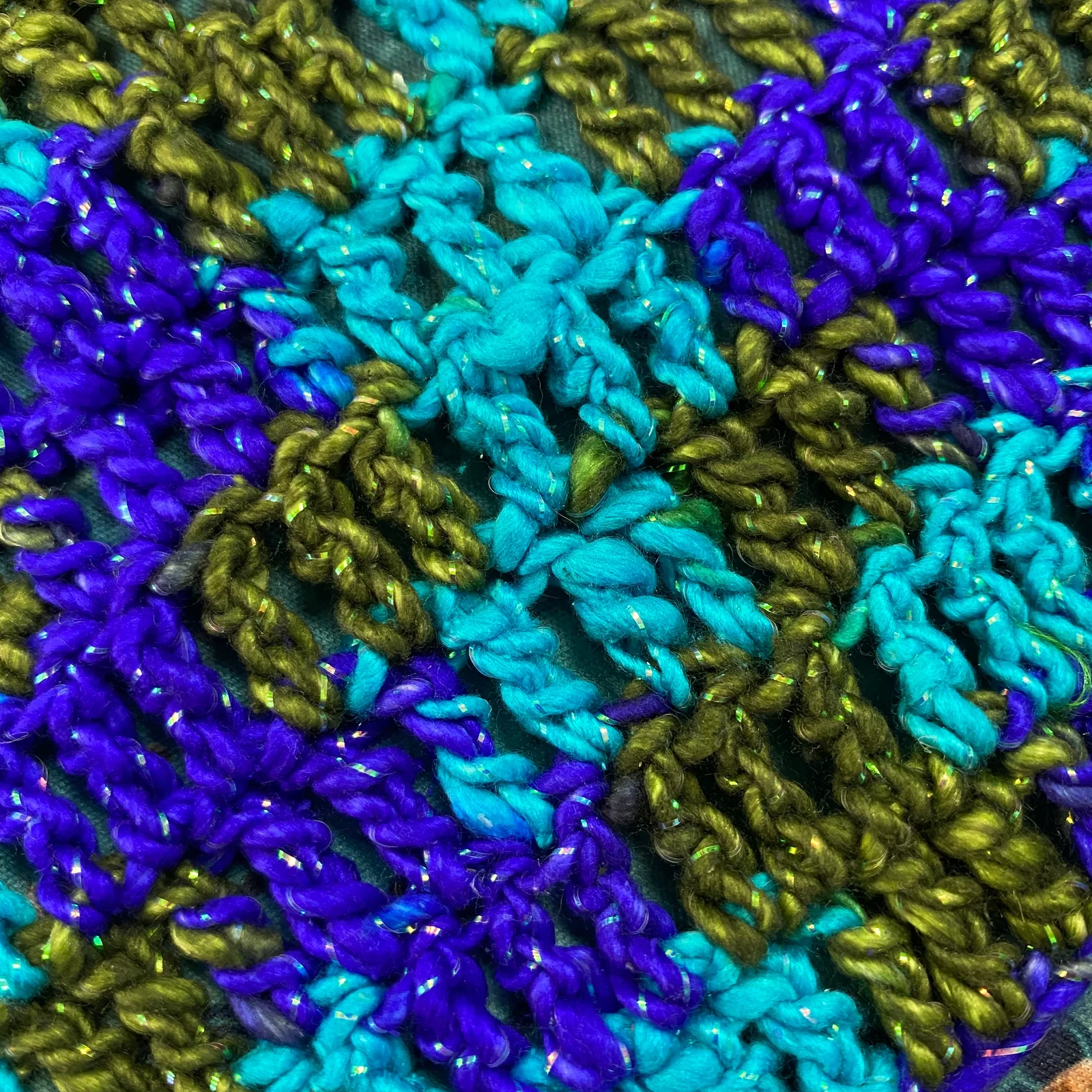 Triple treble crochet stitch swatch in Cloud Soft silk