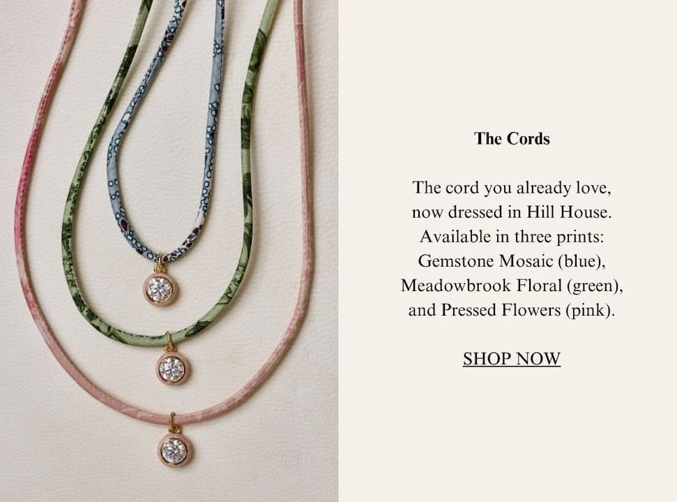 HART x Hill House: 3 Custom Cord Necklaces with Shimmer Pink Enamel Bezel Charms