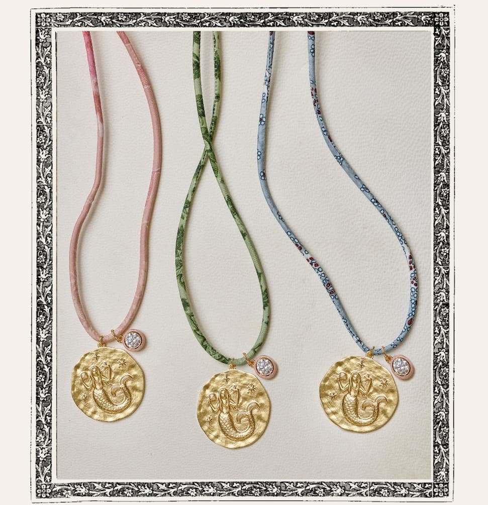 HART xHill House: Custom Cord Necklaces with Mermaid Charm + Shimmery Pink Enamel Bezel Charm