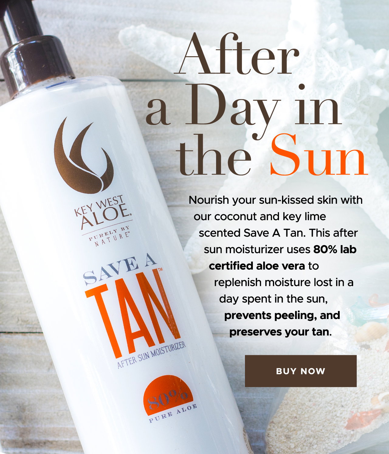 Nourish your skin after a day in the sun with, Save A Tan, our best-selling after-sun moisturizer.