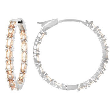 Champagne Cubic Zirconia Rhodium Plated Inside-Out Hoop Earrings 8.32ctw