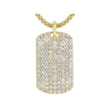 Moissanite 14k Yellow Gold Over Silver Dog Tag Pendant and Chain 1.26ctw DEW