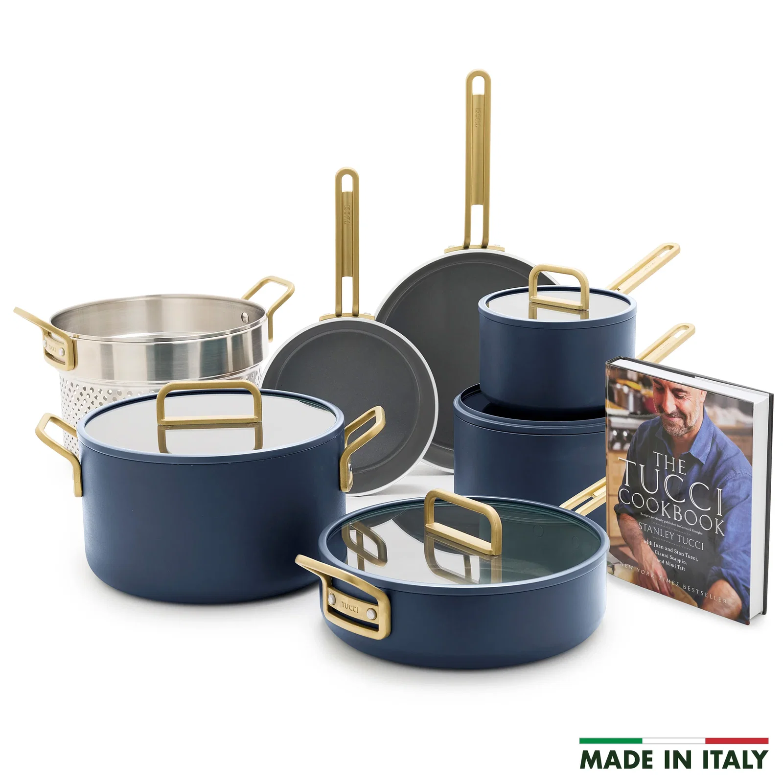 Image of Stanley Tucci™ Ceramic Nonstick 11-Piece Cookware Set | Marino Blue
