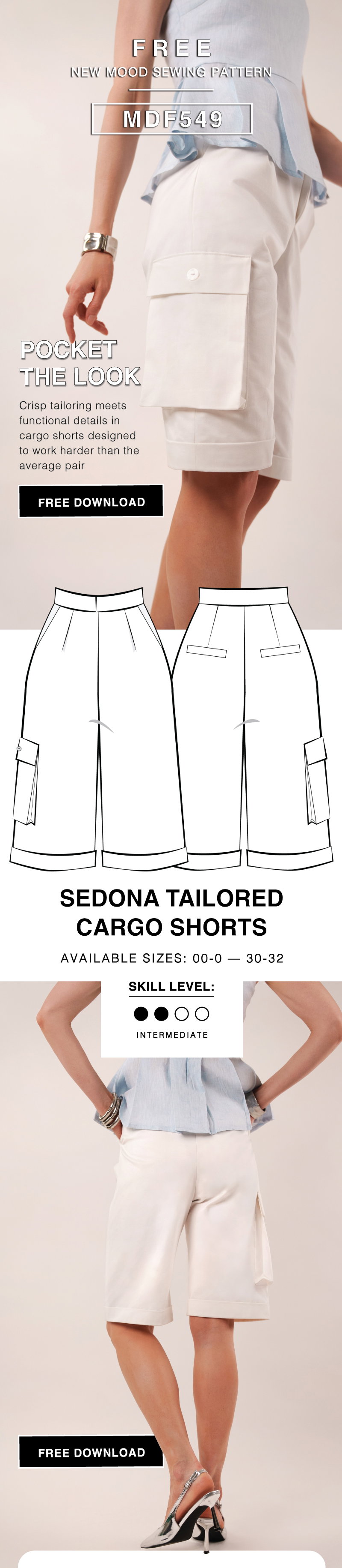 THE SEDONA TAILORED CARGO SHORTS FREE SEWING PATTERN