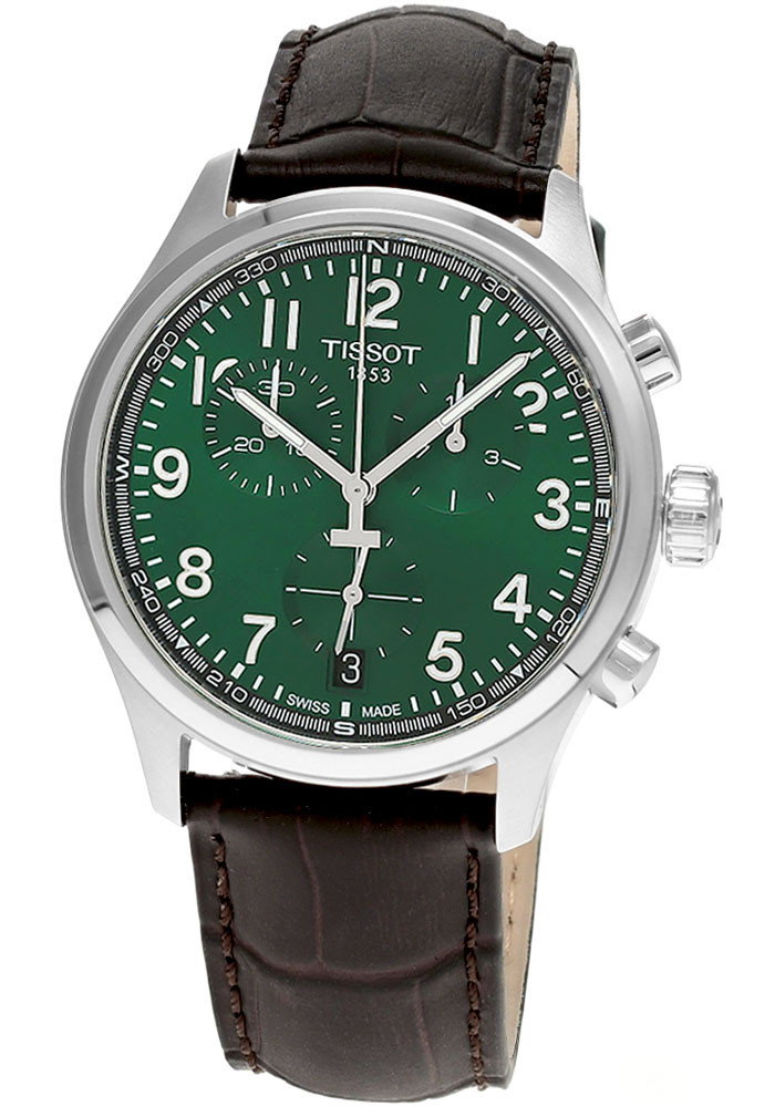 TISSOT Chrono L Quartz 42MM Green Dial Leather Men's Watch