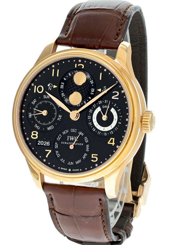 IWC 18K Portuguese Perpetual Calendar Automatic Leather Men's Watch