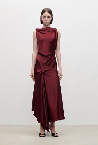 Posy Midi Dress in Burgundy