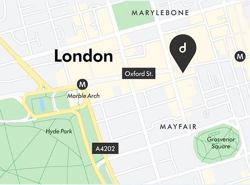 Map view of the Dyson Oxford Street store location