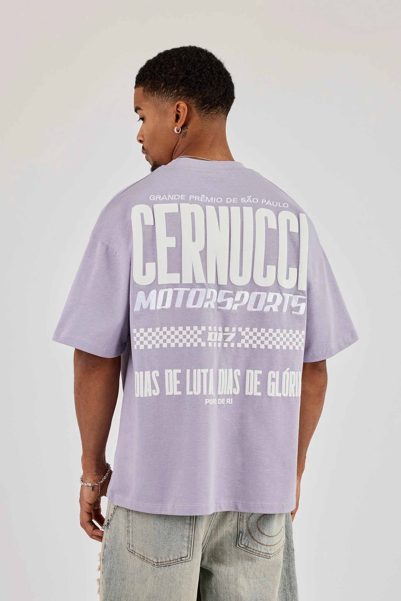 Image of Oversized Cernucci Motorsports Print T-Shirt - Dusty Purple