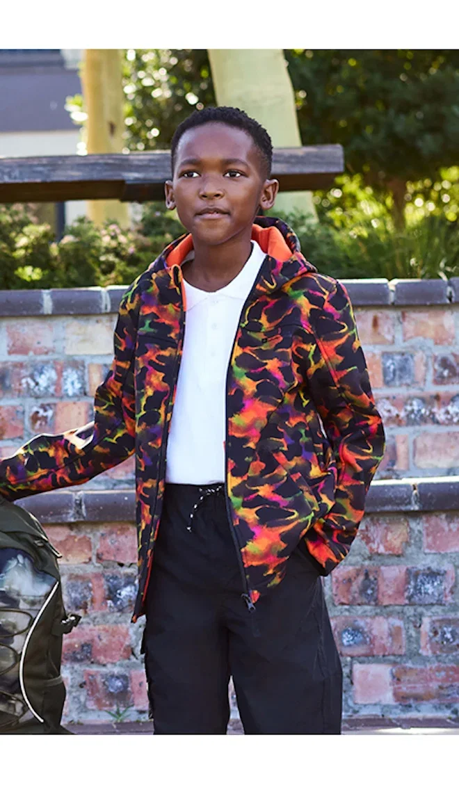 Red Exodus Kids Printed Softshell Jacket