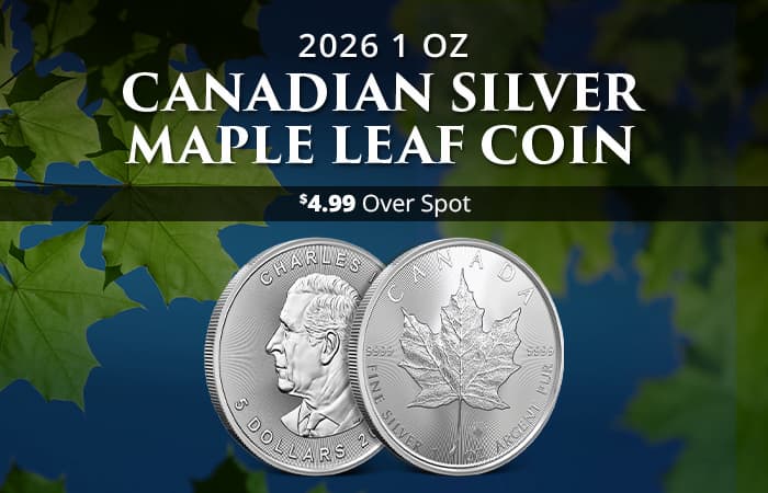 FLASH SALE: 2026 1 oz Canadian Silver Maple Leaf Coin (BU)