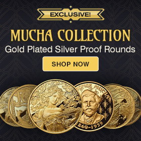 1 oz Silver Gold Plated Mucha Rounds