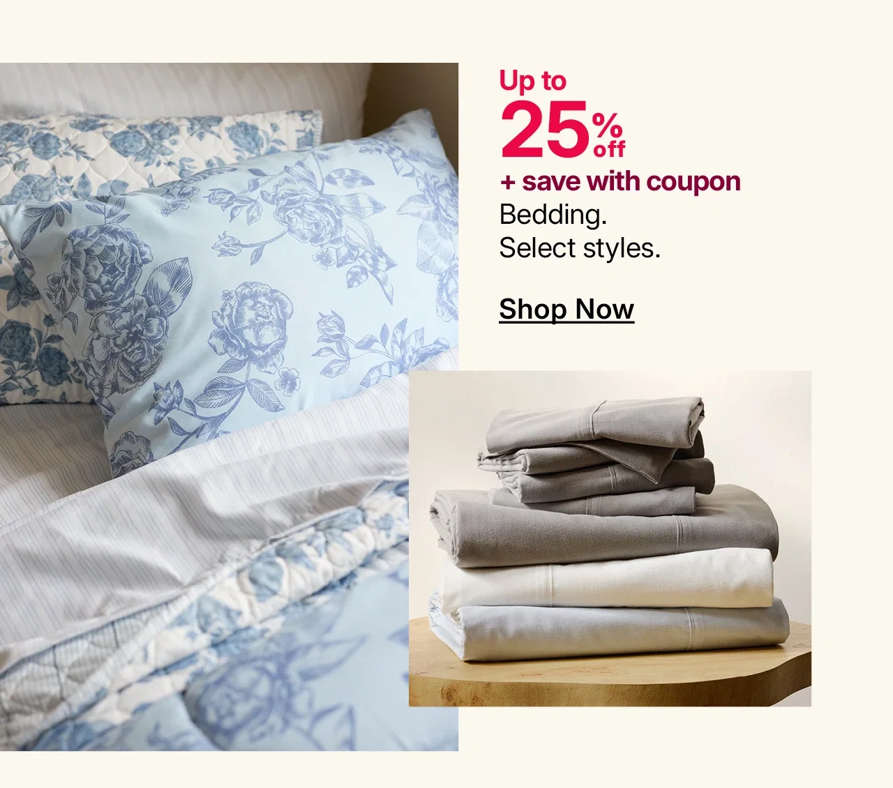 up to 25% off bedding
