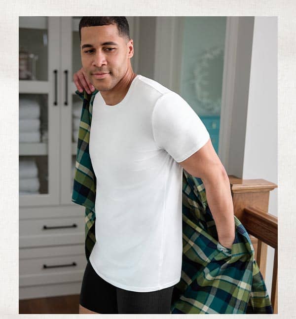 cool cotton stretch undershirt image on model