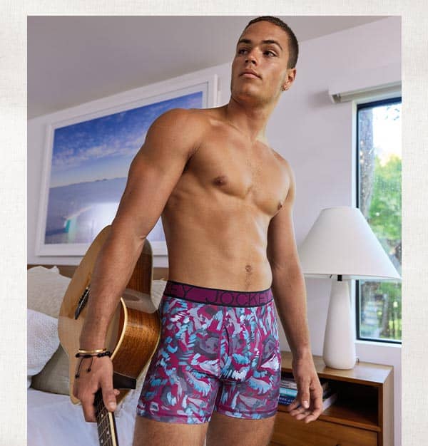 active microfiber boxer brief image on model