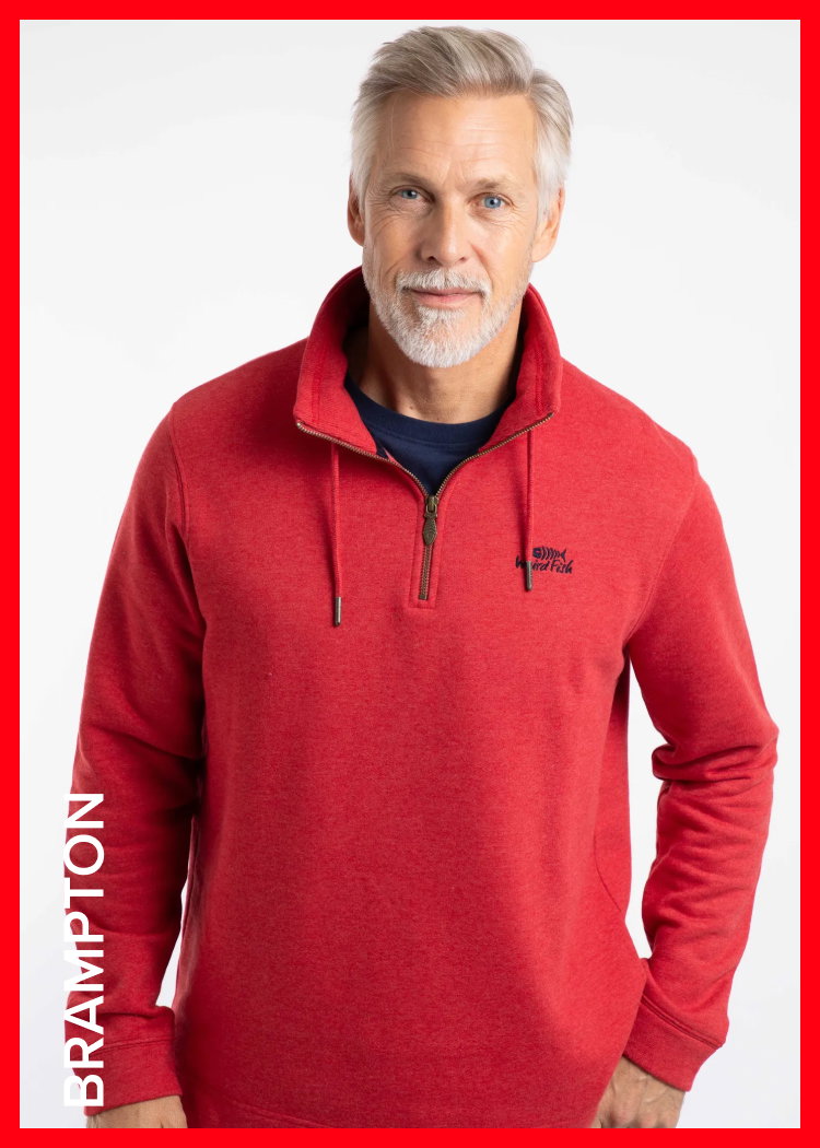 Brampton 1/4 Zip Sweatshirt Barberry Red Marl