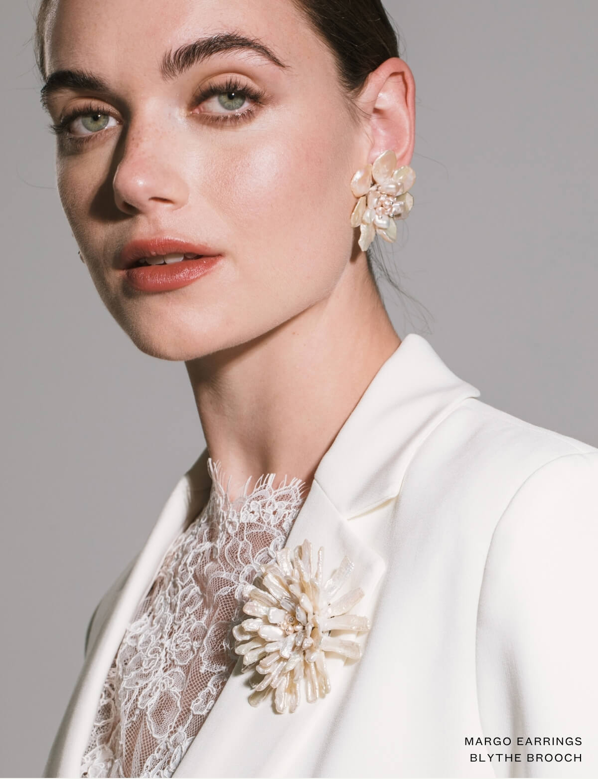Margo Earrings, Blythe Brooch